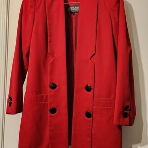 Elegant Red Double-Breasted Women's 2 Piece Suit